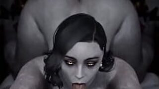 Леди Димитреску сосет очень хороший член - порно видео